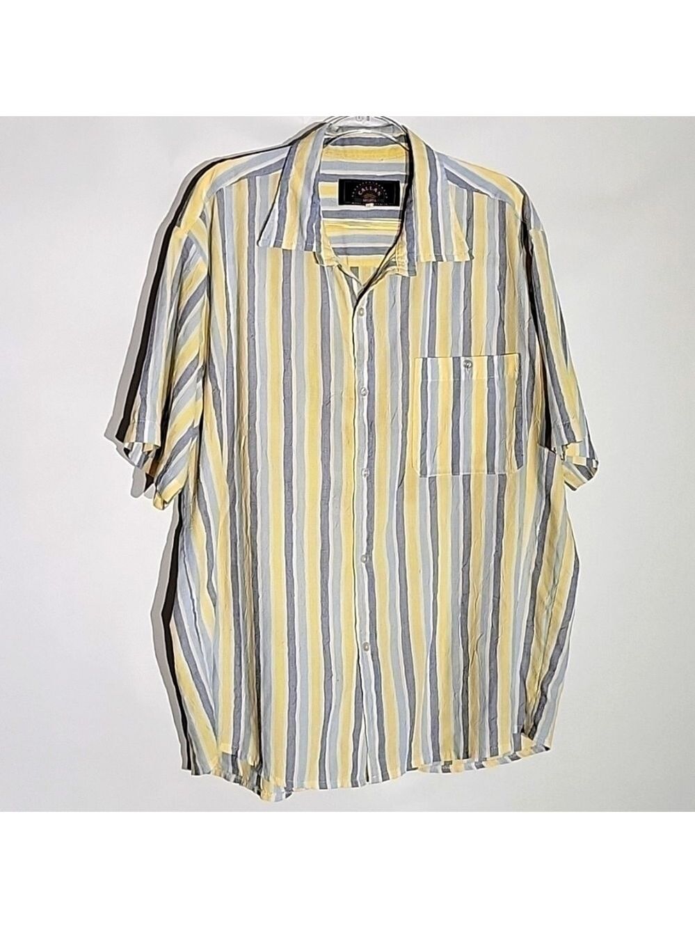 Callan Vintage Striped Men's Shirt Crushed/Creped Material, Size XL